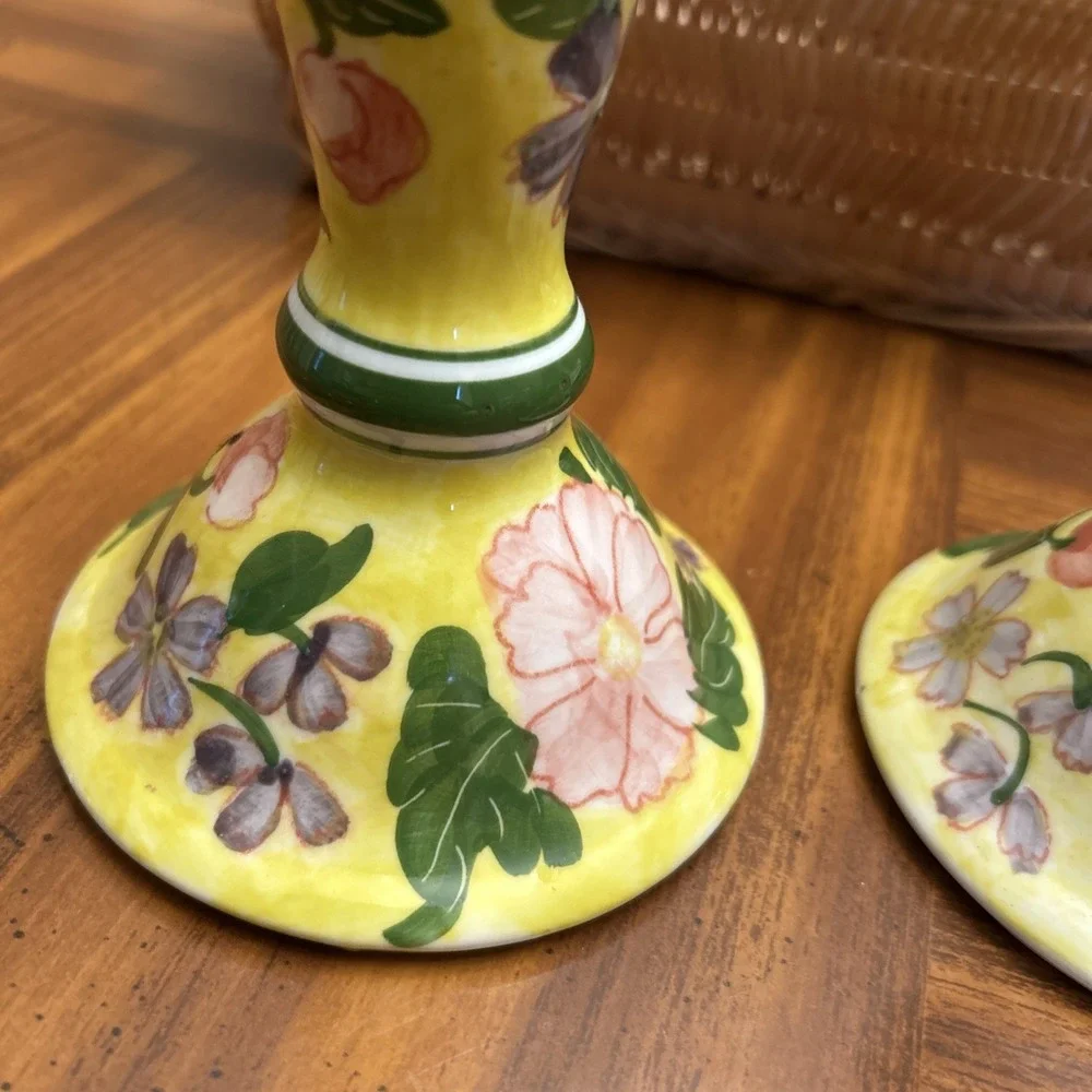 Andrea By Sadek Spring Floral Ceramic Taper Candle Holders‎ 7